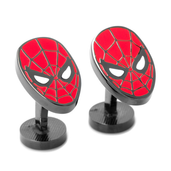 Men's ©MARVEL Spider-Man Enamel Cuff Links in Grey Rhodium Brass