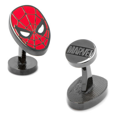 Men's ©MARVEL Spider-Man Enamel Cuff Links in Grey Rhodium Brass