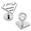 Men's DC Comics Superman Shield Silver Enamel Cuff Links in White Rhodium Brass