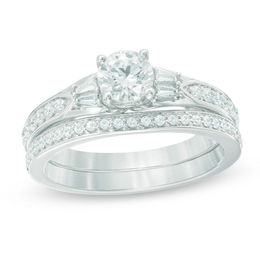 Celebration Canadian Ideal 0.95 CT. T.W. Certified Diamond Bridal Set in 14K White Gold (I/I1)