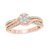 0.40 CT. T.W. Composite Diamond Flower Bypass Engagement Ring in 10K Rose Gold