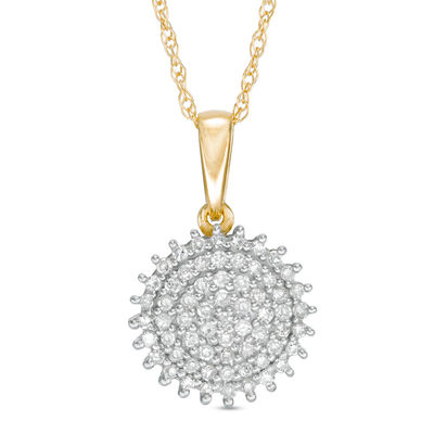 0.20 CT. T.W. Diamond Sunburst Pendant in 10K Gold