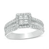 Thumbnail Image 0 of 1.00 CT. T.W. Quad Princess-Cut Diamond Frame Multi-Row Engagement Ring in 14K White Gold