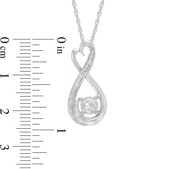 5.0mm Lab-Created Sapphire and Diamond Accent Heart-Shaped Infinity Pendant in Sterling Silver