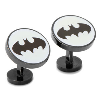 Men's DC Comics Glow in the Dark Batman Signal Enamel Cuff Links in Grey Rhodium Brass