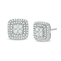 0.45 CT. T.W. Composite Diamond Cushion Stud Earrings in 10K White Gold
