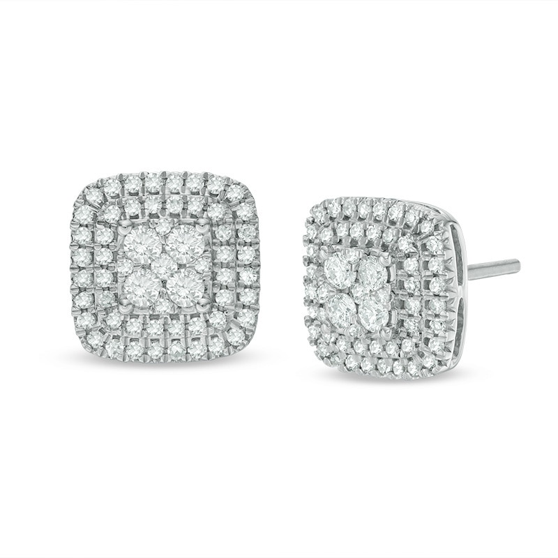 0.45 CT. T.W. Composite Diamond Cushion Stud Earrings in 10K White Gold|Peoples Jewellers