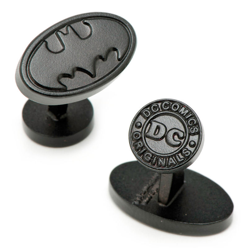 Main Image 1 of Men's DC Comics Batman Logo Satin Cuff Links in Black Rhodium Brass