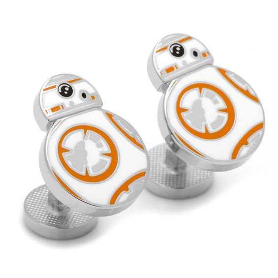 Men's STAR WARS BB-8 Enamel Cuff Links in White Rhodium Brass