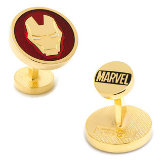 Men's ©MARVEL Iron Man Enamel Cuff Links in Yellow Rhodium Brass