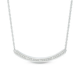 Diamond Accent Curved Bar Necklace in Sterling Silver