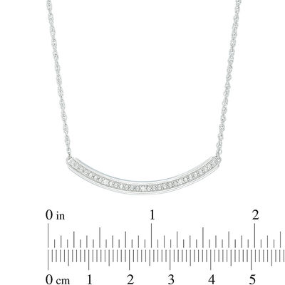 Diamond Accent Curved Bar Necklace in Sterling Silver