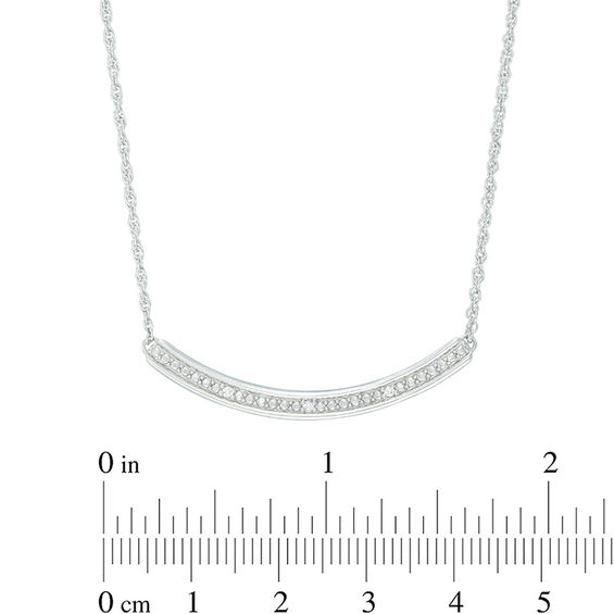 Diamond Accent Curved Bar Necklace in Sterling Silver