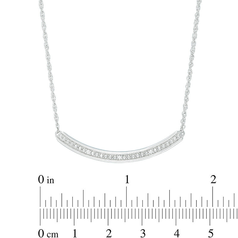 Diamond Accent Curved Bar Necklace in Sterling Silver|Peoples Jewellers