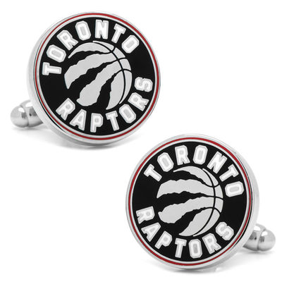 Men's NBA Toronto Raptors Logo Enamel Cuff Links in White Rhodium Brass