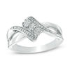 Diamond Accent Three Stone Bypass Crossover Ring in Sterling Silver