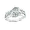 Diamond Accent Three Stone Bypass Ring in Sterling Silver