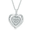 Diamond Accent Triple Heart Frame Pendant in Sterling Silver