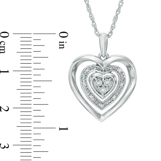 Diamond Accent Triple Heart Frame Pendant in Sterling Silver