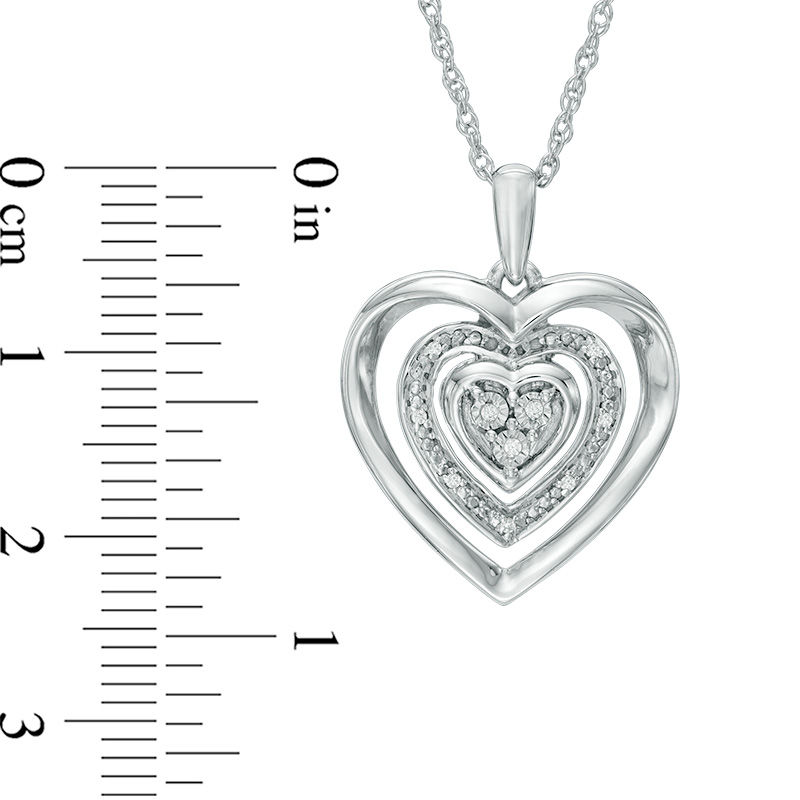 Diamond Accent Triple Heart Frame Pendant in Sterling Silver|Peoples Jewellers
