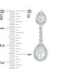 Thumbnail Image 1 of Pear-Shaped Lab-Created White Sapphire and 0.18 CT. T.W. Diamond Frame Drop Earrings in 10K White Gold