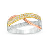 0.23 CT. T.W. Diamond Layered Crossover Ring in Sterling Silver and 10K Two-Tone Gold