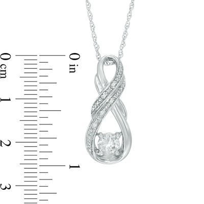 5.0mm Lab-Created Sapphire and Diamond Accent Double Row Infinity Pendant in Sterling Silver