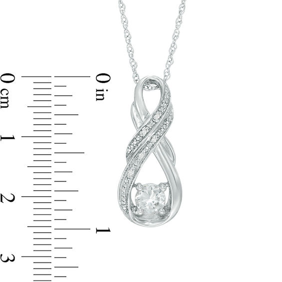 5.0mm Lab-Created Sapphire and Diamond Accent Double Row Infinity Pendant in Sterling Silver