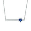 Thumbnail Image 1 of 5.0mm Heart-Shaped Lab-Created Blue Sapphire and Diamond Accent Bar Necklace in Sterling Silver