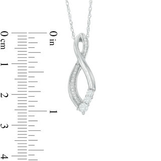 Lab-Created Sapphire and Diamond Accent Three Stone Infinity Pendant in Sterling Silver