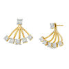 Thumbnail Image 0 of 0.15 CT. T.W. Diamond Fan Front/Back Earrings in Sterling Silver with 14K Gold Plate