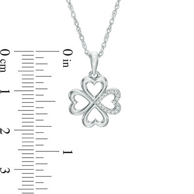 Diamond Accent Heart-Shaped Four Leaf Clover Pendant in Sterling Silver