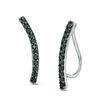 Thumbnail Image 0 of 0.15 CT. T.W. Black Diamond Curved Bar Crawler Earrings in Sterling Silver