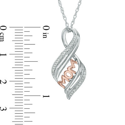 0.07 CT. T.W. Diamond "MOM" Flame Pendant in Sterling Silver and 10K Rose Gold