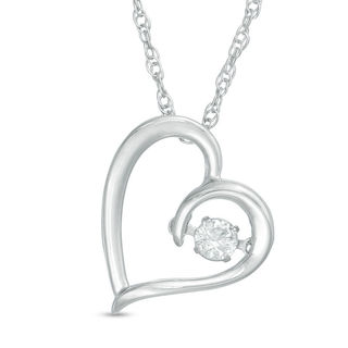 Unstoppable Love™ Lab-Created White Sapphire Tilted Heart Pendant in Sterling Silver