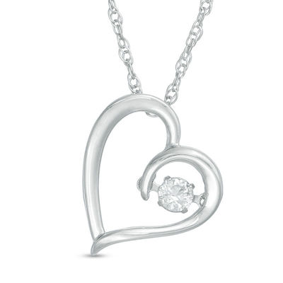 Unstoppable Love™ Lab-Created White Sapphire Tilted Heart Pendant in Sterling Silver