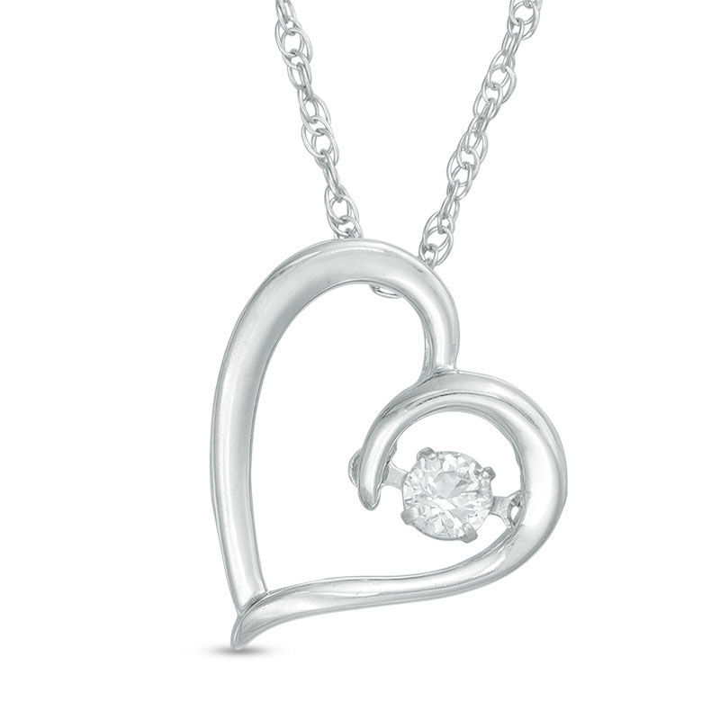 Unstoppable Love™ Lab-Created White Sapphire Tilted Heart Pendant in Sterling Silver|Peoples Jewellers