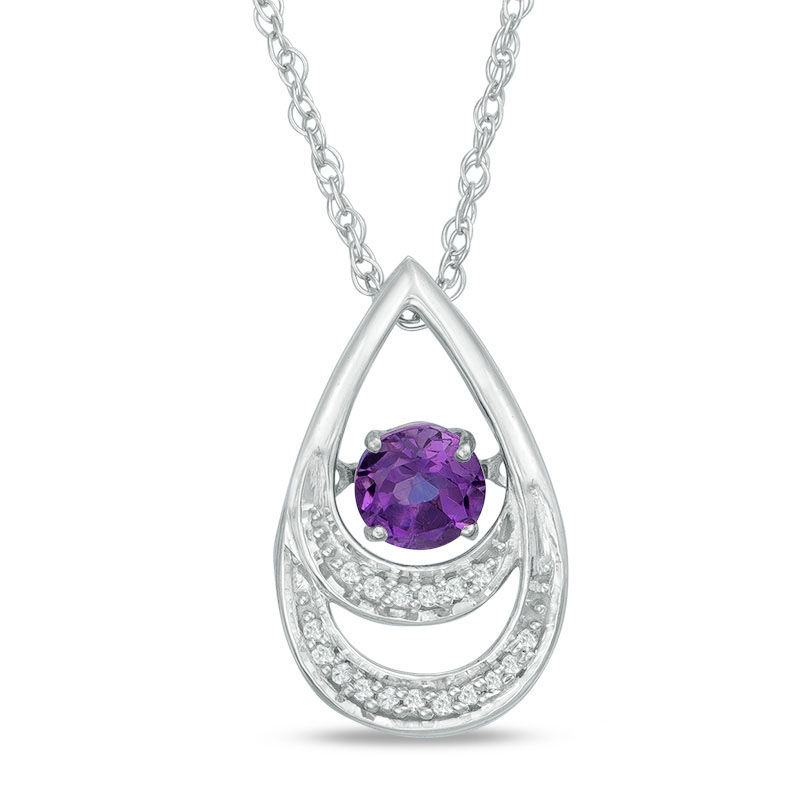 Unstoppable Love™ 4.8mm Amethyst and Diamond Accent Layered Teardrop Pendant in Sterling Silver|Peoples Jewellers
