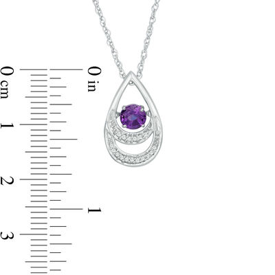 Unstoppable Love™ 4.8mm Amethyst and Diamond Accent Layered Teardrop Pendant in Sterling Silver