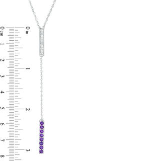 Amethyst and Lab-Created White Sapphire Double Bar Lariat-Style Necklace in Sterling Silver