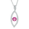 Unstoppable Love™ 4.8mm Lab-Created Ruby and 0.15 CT. T.W. Diamond Marquise Pendant in Sterling Silver