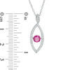 Unstoppable Love™ 4.8mm Lab-Created Ruby and 0.15 CT. T.W. Diamond Marquise Pendant in Sterling Silver