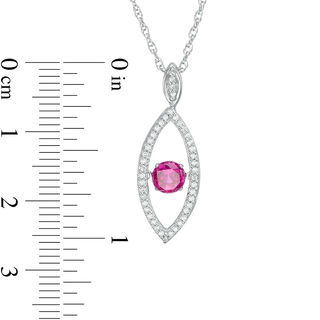 Unstoppable Love™ 4.8mm Lab-Created Ruby and 0.15 CT. T.W. Diamond Marquise Pendant in Sterling Silver