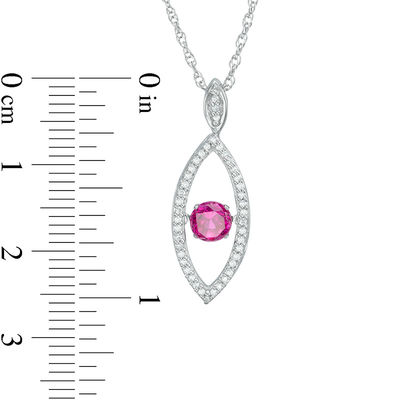 Unstoppable Love™ 4.8mm Lab-Created Ruby and 0.15 CT. T.W. Diamond Marquise Pendant in Sterling Silver