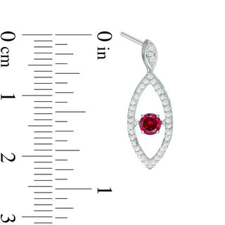 Unstoppable Love™ Lab-Created Ruby and 0.18 CT. T.W. Diamond Marquise Drop Earrings in Sterling Silver