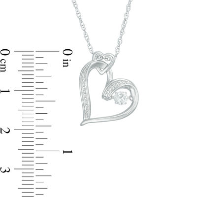 Unstoppable Love™ Lab-Created White Sapphire and Beaded Double Heart Pendant in Sterling Silver