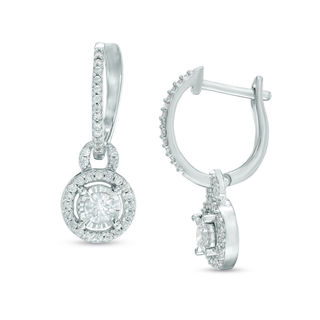 0.50 CT. T.W. Diamond Doorknocker Drop Earrings in 10K White Gold