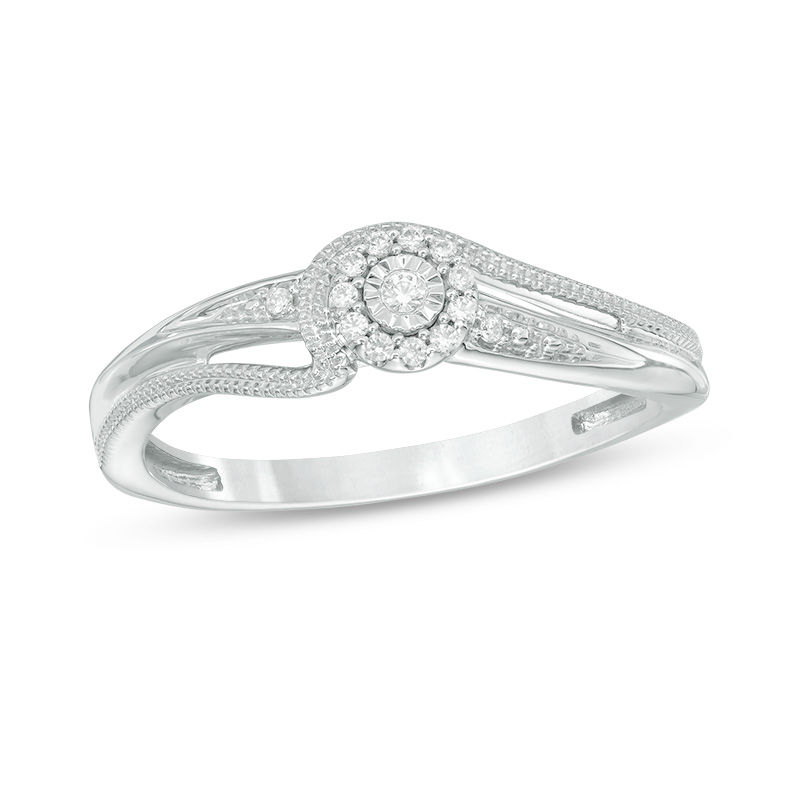 0.04 CT. T.W. Diamond Vintage Style Promise Ring in Sterling Silver|Peoples Jewellers