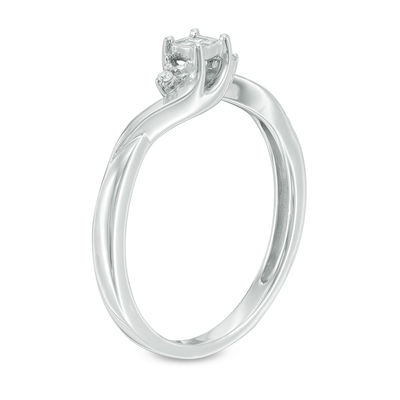 0.04 CT. T.W. Quad Princess-Cut Diamond Promise Ring in Sterling Silver