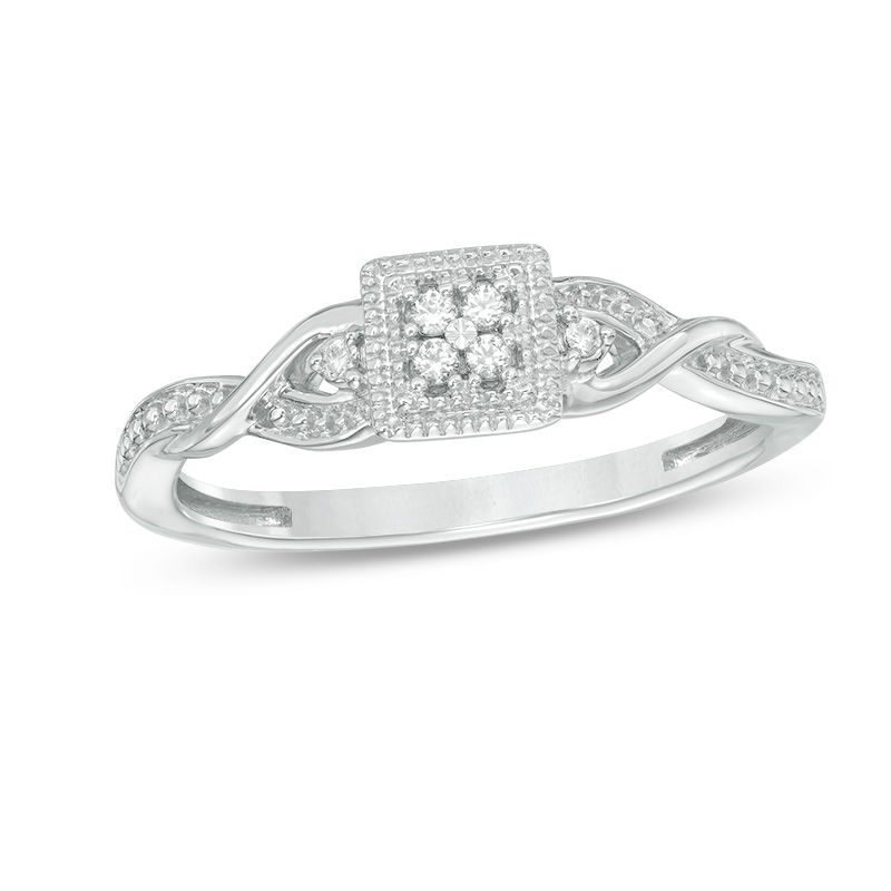 0.04 CT. T.W. Diamond Vintage-Style Promise Ring in Sterling Silver|Peoples Jewellers